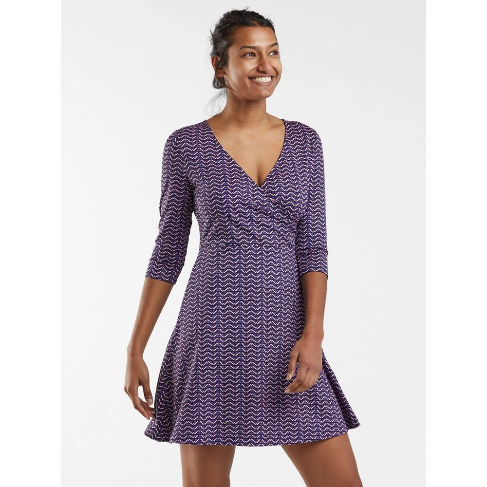 Title Nine Dream Faux Wrap Dress Size Small Blue Pallay Swift Snap Active